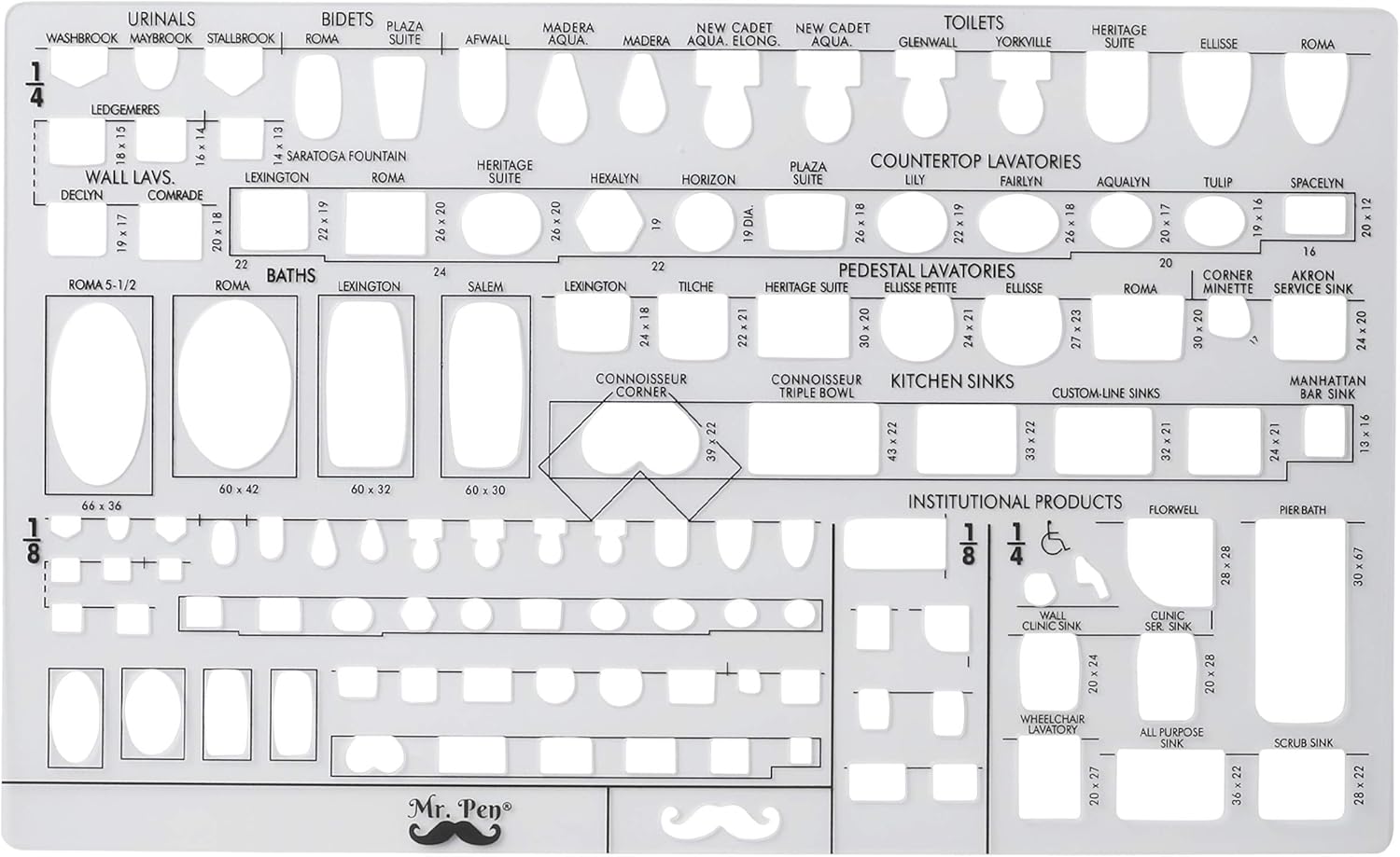 Mr. Pen- Plumbing Template, Architectural Templates, Bathroom Template, Toilet Template, Drafting Tools, Drawing Template, Template Architecture, Drafting Ruler Shapes, Stencils, Plumbing Fixtures: Arts, Crafts & Sewing
