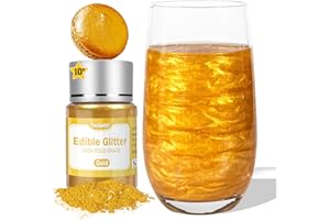 Twisweet Gold Edible Glitter for Drinks, Food Grade 10g Gold Sprinkles Cake Decorating Supplies, Edible Luster Dust for Cocktail Beverages, Food Coloring Shimmer Powder for Cupcakes Cookies Cake Decorations