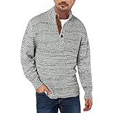 Aoysky Men's Stand Collar Sweater Thermal Button Pullover Sweater Tops Henley Knit Sweaters