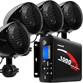 GoHawk Motorcycle Speakers Bluetooth 4 Inch Waterproof Radio Audio System | 1000W Amplifier, Remote Control, AUX USB SD FM Radio, Fits 7/8"&ndash;1-1/4" bar for ATVs/Motorcycles, 12 Volt Vehicles