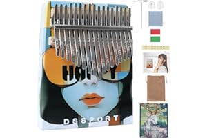 Kalimba Thumb Piano 17 Keys, DSSPORT Portable Finger Thumb Piano with Tune Hammer and Music Books Gifts for Kids Adults Beginners (Colorful Style 2-17 key)