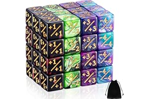 Sumind 48 Pcs Magic Life Counter Dice -1/+1 Counters Commander Buff Tokens 6 Sided Dice Loyalty Life Gifts Compatible with MTG CCG TCG Cards Gaming Accessory (Delicate Style)