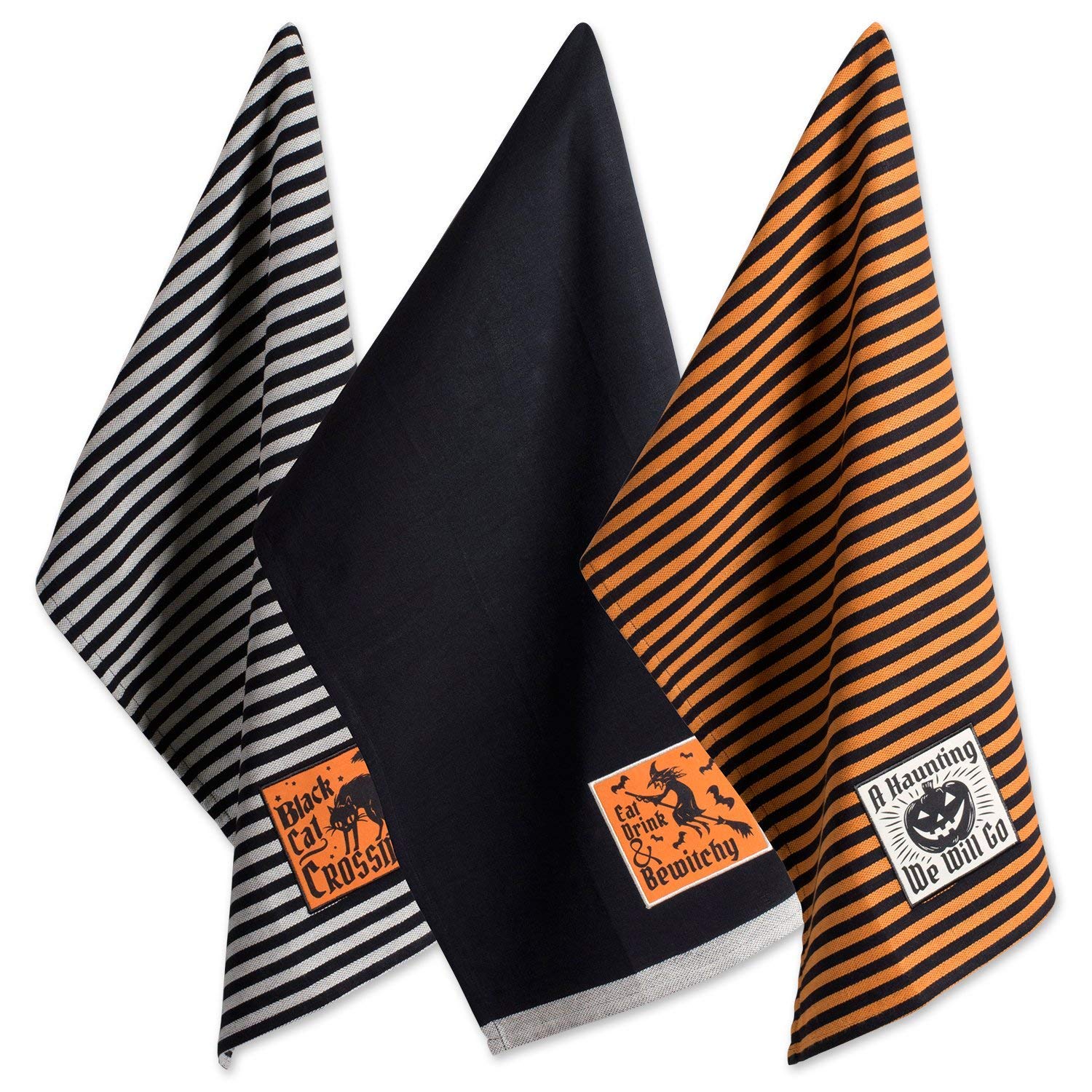 DII Cotton Halloween Holiday Dish Towels, 18x28" Set of 3, Decorative
