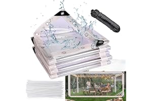 ZERNBER Clear Waterproof Tarps,6x10FT Heavy Duty Waterproof Clear Tarps(Thicken),Clear Vinyl Tarps with Grommet,Outdoor Garden Rainproof Covering,for Covering Henhouse Porch Canopy Plant Camping