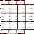 36" X 54" SwiftGlimpse 2025 Wall Calendar Erasable Large Wet And Dry Erase Laminated 12 Month Annual Yearly Wall Planner Horizontal Maroon - View #10