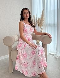 Floral Corset Dress for Women 2025 Spring Midi