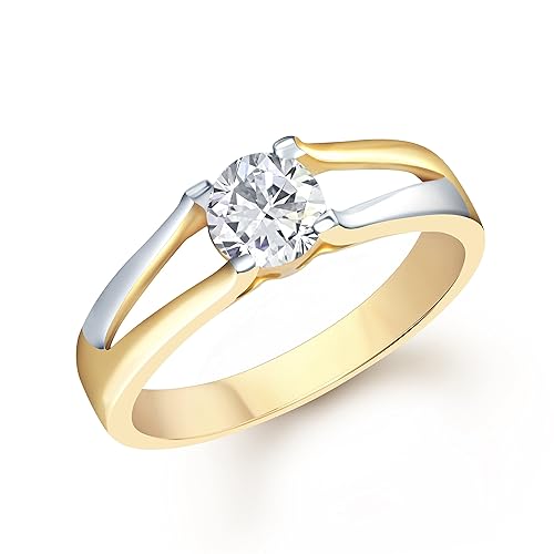 VK Jewels Moddish Gold and Rhodium Plated (CZ) Solitaire Ring - FR1087G [VKFR1087G]