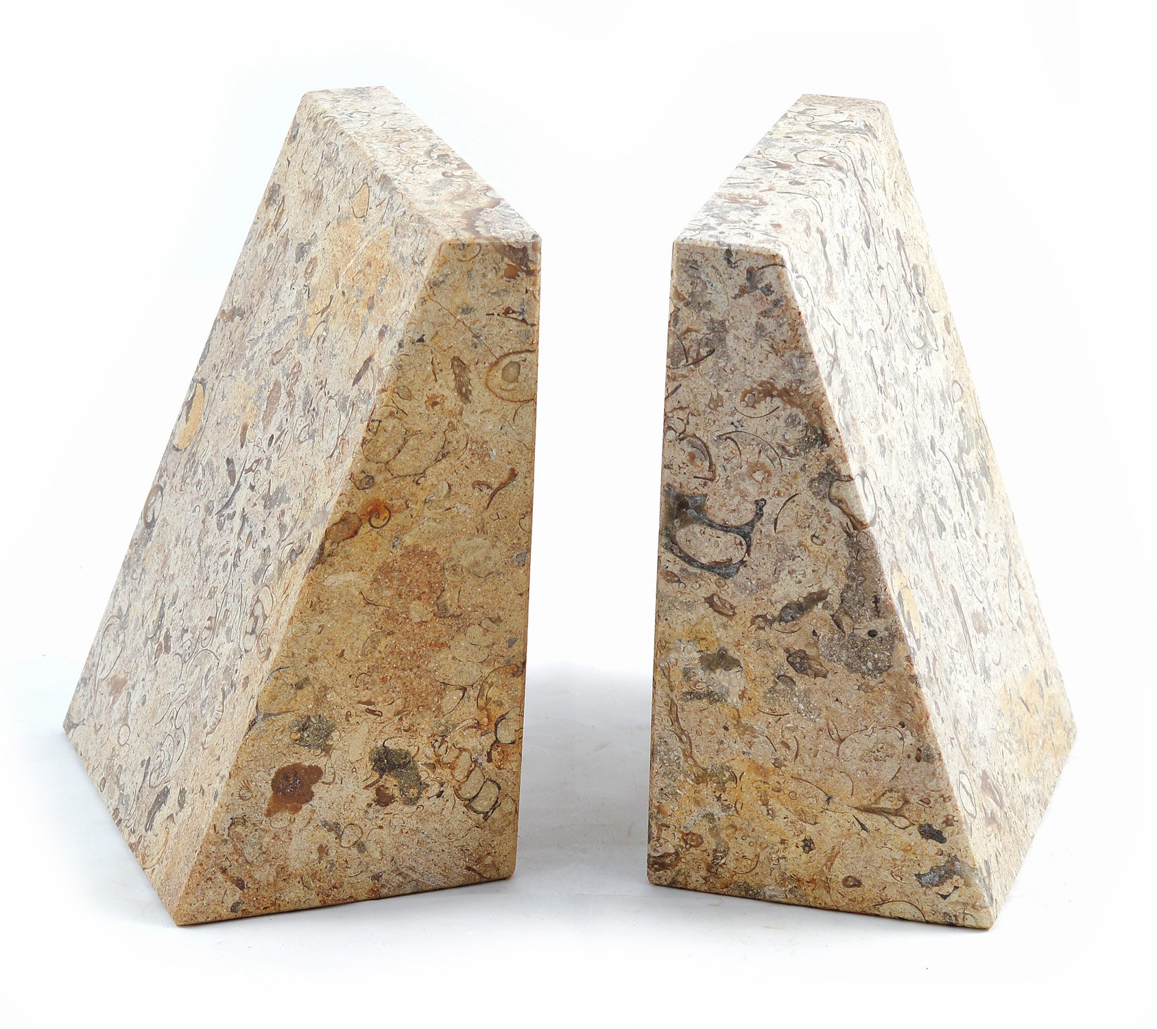 Himalayan Marble Bookends (Fossilstone Wedge Bookends)