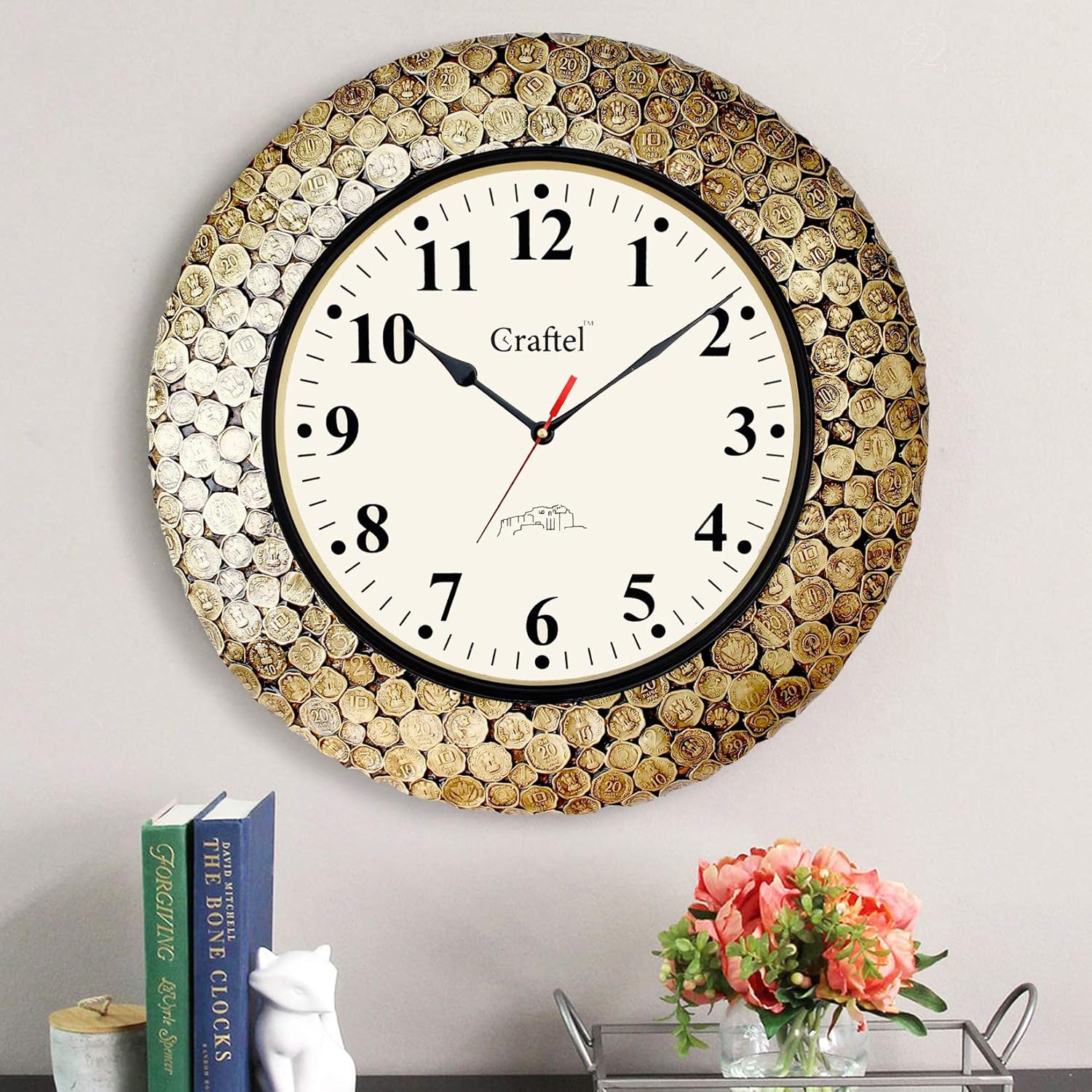 Buy Craftel Metal Wall Clock (18 inch, Gold) Online at Low Prices in