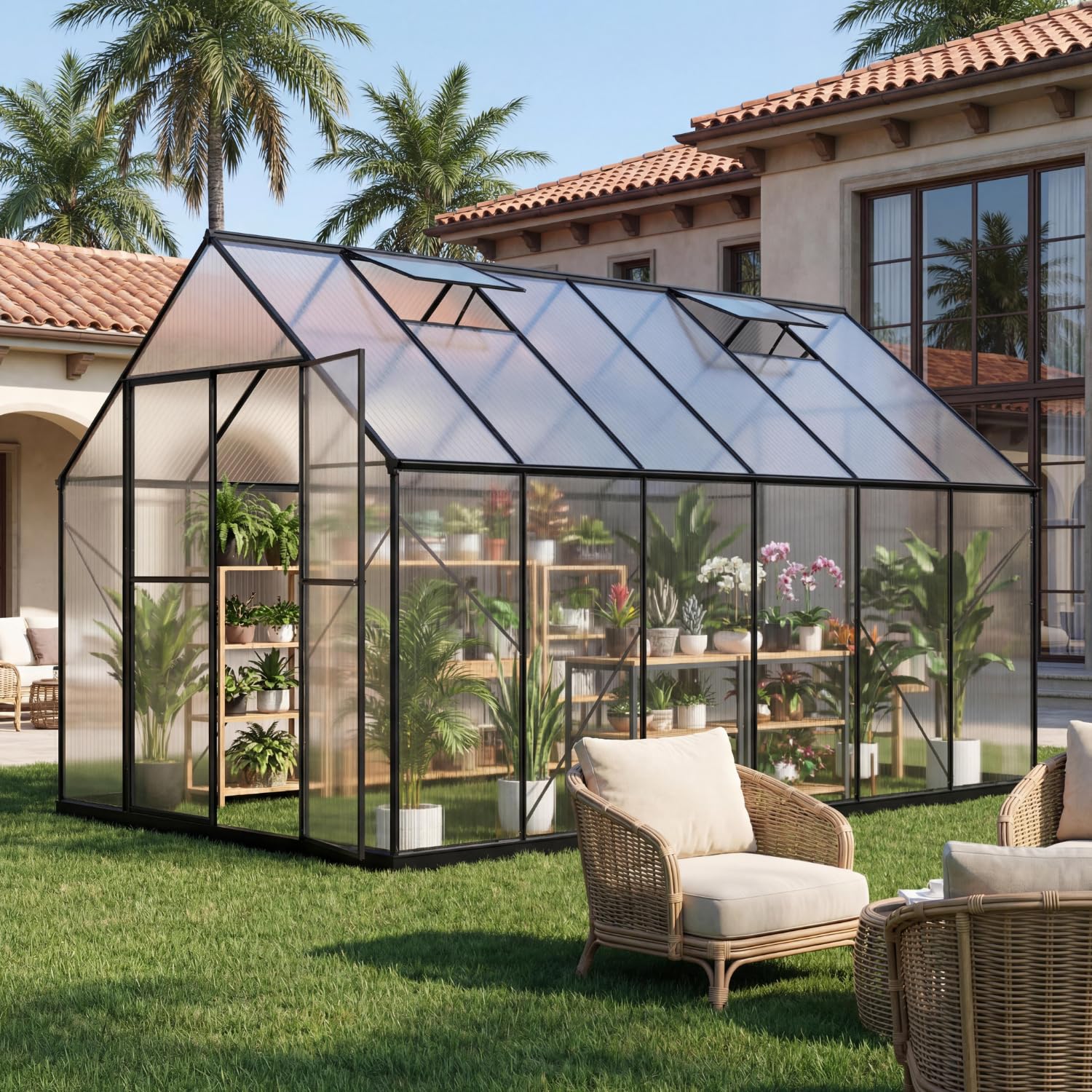 Photo 1 of ***FINAL SALE/NO RETURN, SOLD AS PARTS ONLY*** BOX 1 OF 2 MISSING SECOND BOX Patio Kingdom 8x12 FT Greenhouse, Outdoor Greenhouse with Aluminum Frame, Polycarbonate Greenhouse for Outdoors with Roof Vent, Walk in Greenhouse for Outside Garden Backyard, Pa