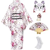 Japanese Kimono for Women Geisha Costume Asian Dress Anime Costume Yukata Kimono Robe Mask Hand Fan Socks 5pc