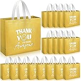 Kolldenn 24 Pcs Thank You Gift Bags Bulk Reusable Housekeeping Appreciation Week Gift Bags with Handle Employee Appreciation Party Favor for Staff Coworker Team Colleague Volunteer Retiree(Gold)