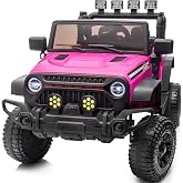 Hikiddo 24V Ride on Toy, Kids Electric Vehicle Car for Kids w/Remote | Bluetooth, Four-Wheel Suspension, Soft Start, 3 Speeds, Capacity 66lbs