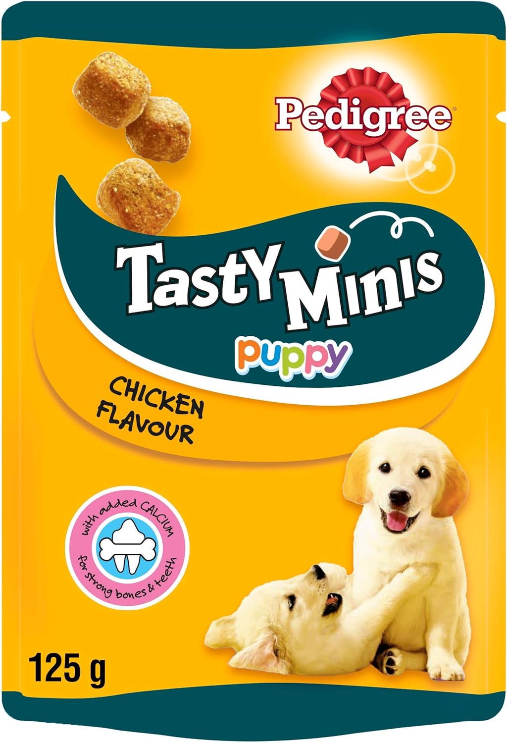 Pedigree Tasty Minis - Puppy treats, chewy cubes with chicken - training treats, Pack of 8 (8 x 125 g), red, 125 g (Pack of 8)