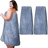 Tigeen 2 Pcs Women's Wrap Towel Spa Soft Robe Adjustable Closure Elastic Top Closure Bathrobe Lightweight Wraps for Shower
