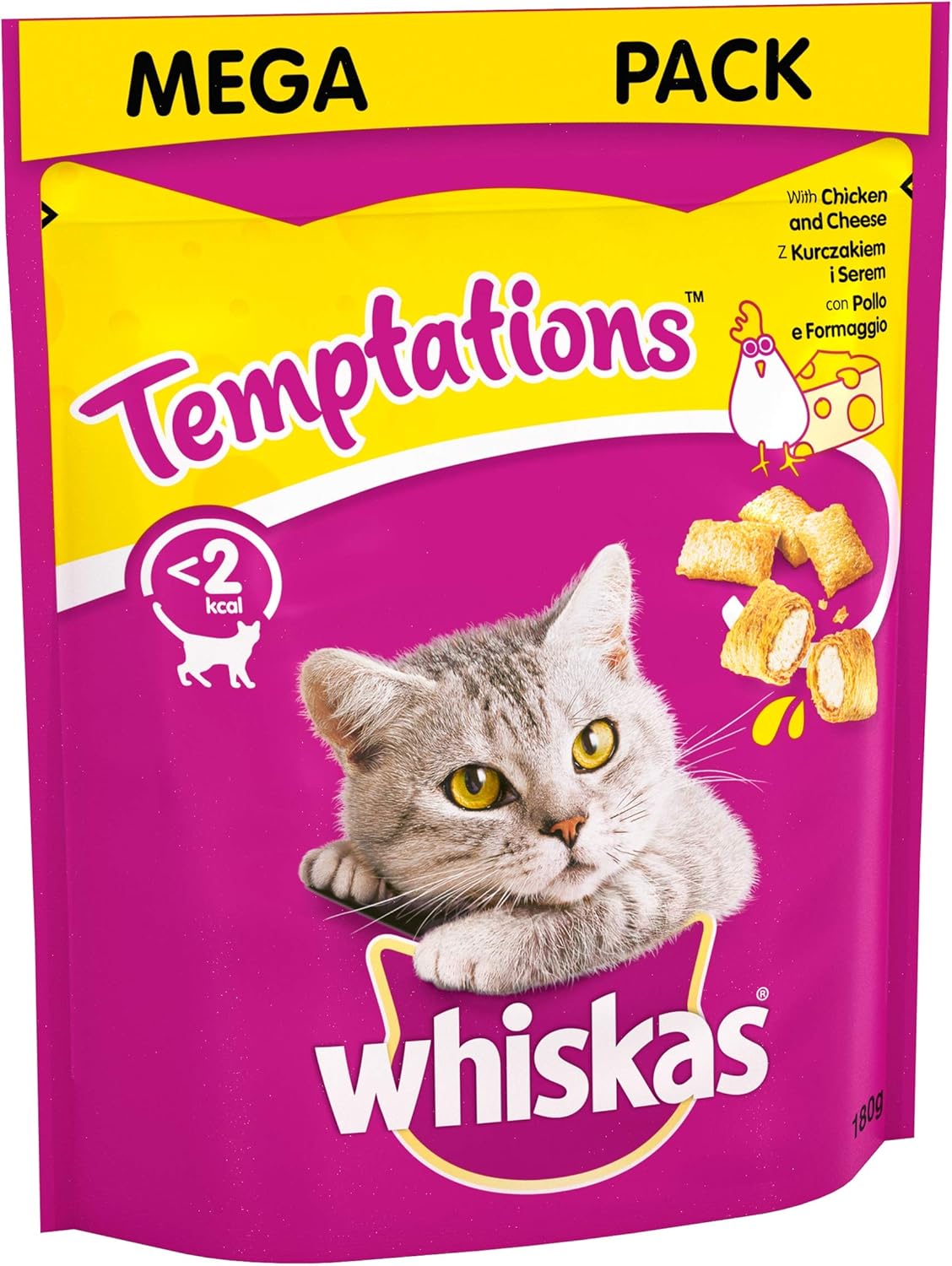 Whiskas Temptations Tasty, Crunchy Cat Treats, Small Bite Size Snacks
