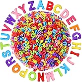 Augshy 700Pcs Large Letter Beads Colorful Plastic A-Z Mixed Alphabet Shape Beads for Jewelry Making Bracelets Necklaces Key Chains Shoelaces Crafts Party Decor(9x12mm)