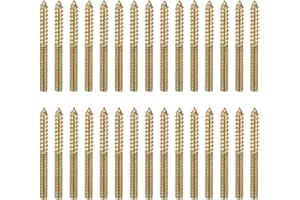 MECCANIXITY 30 Pcs M6x60 Hanger Bolts, Carbon Steel Double Headed Self-Tapping Wood Dowel Screws for Wood Joint Furniture Leg