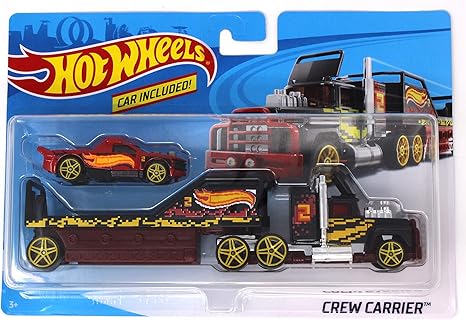 Hot Wheels Crew Carrier with Detachable Trailer - Black, Red, and Yellow