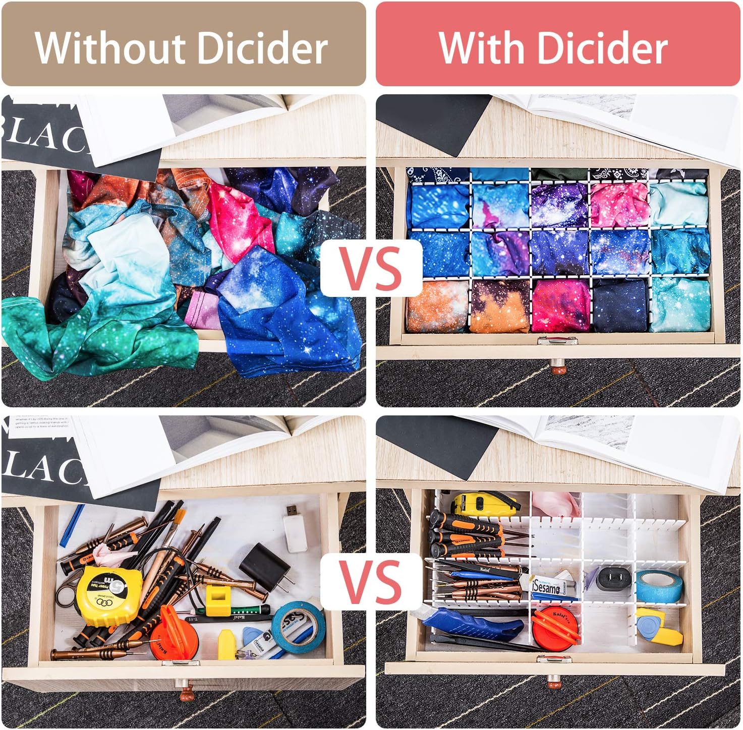 Flytianmy 40pcs Drawer Dividers Adjustable Drawer Storage Organizer for Clutter Kitchen Cutlery Dresser Makeup Tools Socks Can Help Tidy Office Desk Clinic Bedroom: Home & Kitchen