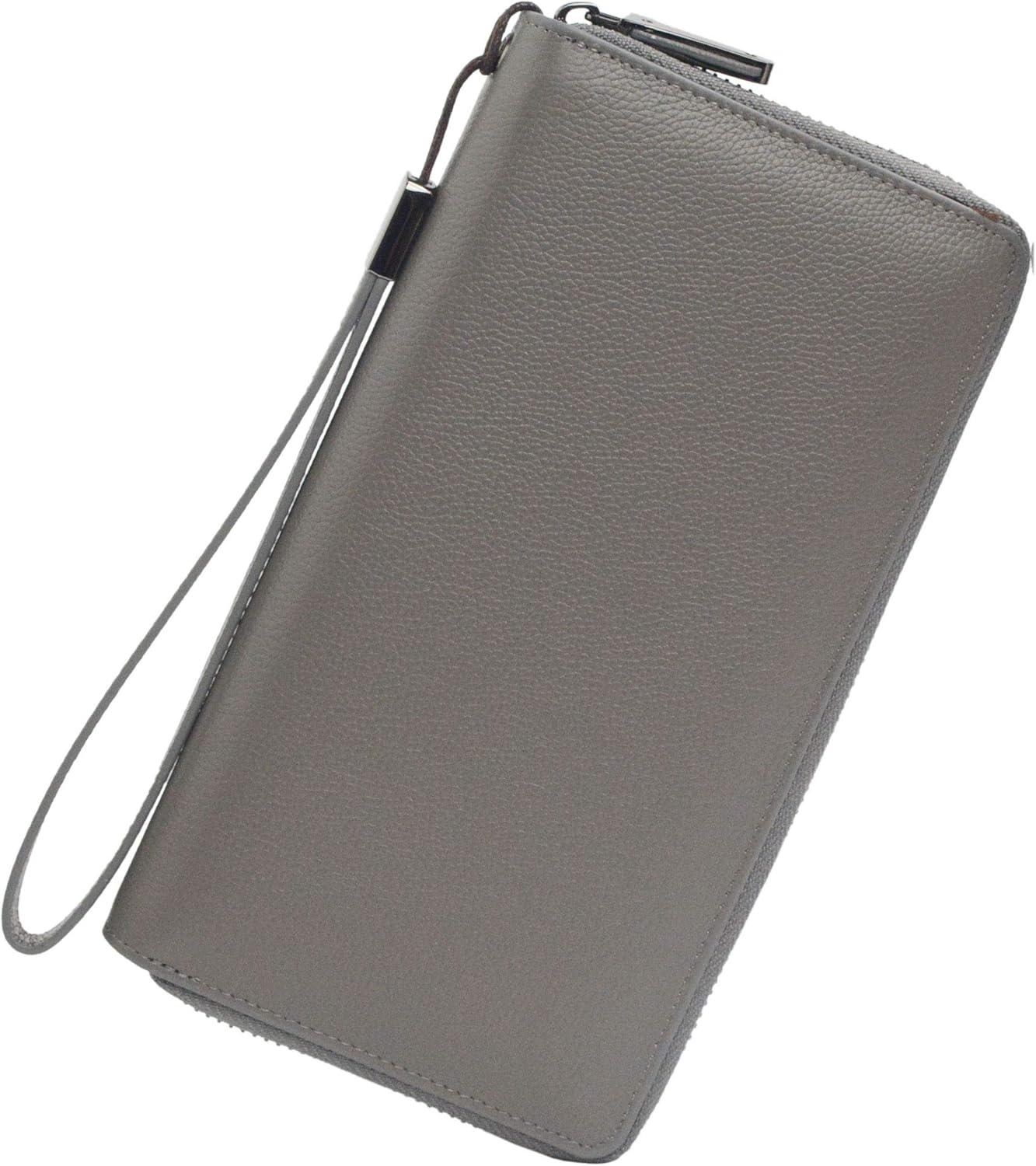 RFID Blocking Purses for Women Real Leather Zip Around Large Travel Mobile Phone Ladies Long Money Purses Wallet, 17 Card Slots(Grey)