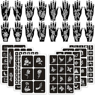 Aresvns Tattoo Stencils Kit 24 Sheets Reusable Body Art Templates for Women