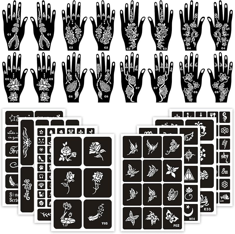Aresvns Tattoo Stencils Kit 24 Sheets Reusable Body Art Templates for Women