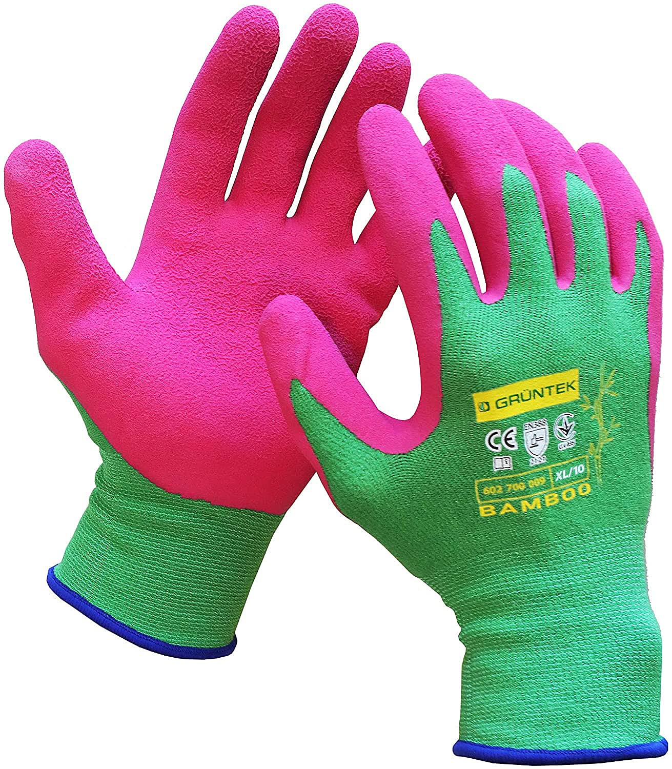 GRÜNTEK 2 Pairs Garden Gloves Bamboo Garden Work Gloves for Domestic and Commercial Use in Horticulture, Fishing, Building and Restoration (XL/10)