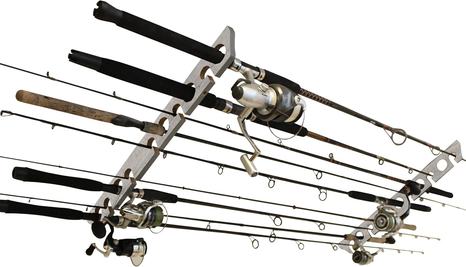 Rush Creek Creations 2 in 1, 11 Fishing Rod/Pole Storage Wall/Ceiling Rack, Barn Wood, One Size (B07M9FYX1P): Sports & Outdoors