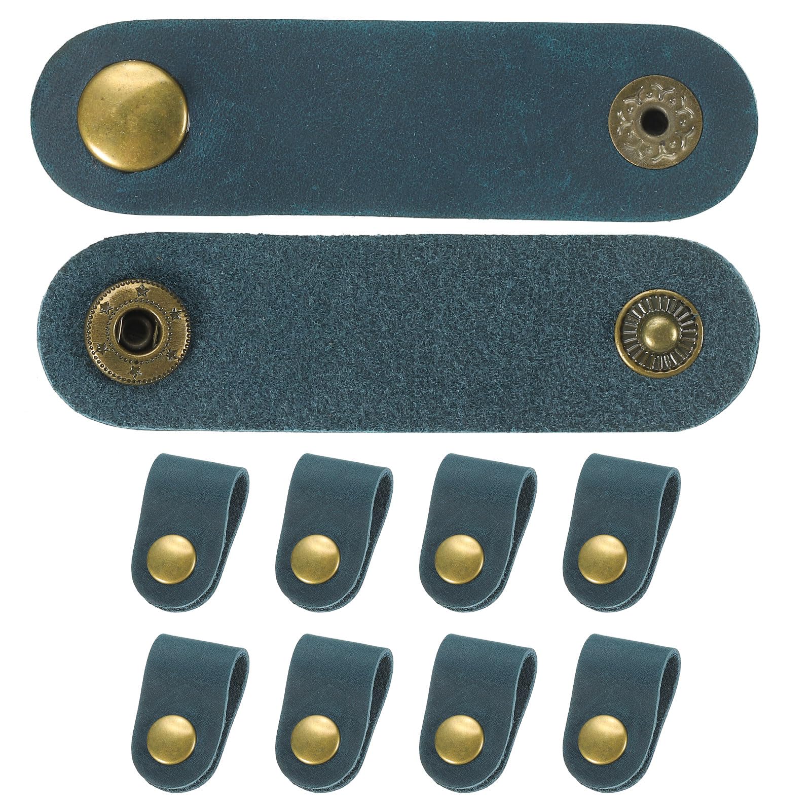 PATIKIL Leather Cord Organizer Cable Straps, 10Pcs 8x2cm Portable Cable Leather Clips USB Holder Earphone Cord Management for Cable, Wire, Blue