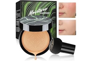 URSOULNEY Mushroom Head Air Cushion CC Cream, Long-Lasting Brightening BB Cream Foundation for Face Makeup and Mature Skin, Moisturizing Full Coverage Self Adjusting Concealer for Even Skin Tone (Medium Deep)