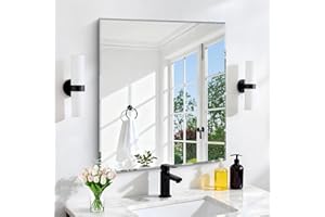 BONEWEI Frameless Bathroom Mirror 20x24 Inches, Beveled Edge Large Rectangular Wall Mirror for Bathroom, Living Room, Bedroom