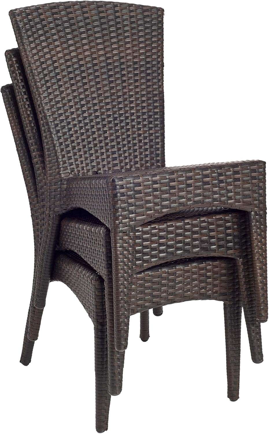 black wicker outdoor furniture on Amazon Com Safavieh Patio Collection New Port Wicker Stackable Outdoor Chairs Brown Set Of 2 Furniture Decor
