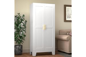 GAIOUS 61.02" Pantry Cabinet, Kitchen Pantry Storage Cabinets with Adjustable Shelves and Feet, White Pantry Storage Cabinet for Kitchen, Dining Room, Living Room and Bathroom (White) Metal