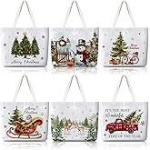 Bencailor 6 Pcs Christmas Canvas Tote Bags Reusable Merry Xmas Tree Aesthetic Grocery Shopping Gift Bags for Women Xmas Gifts (Classic,Colorful)