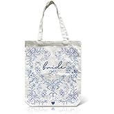 LADY & HOME Bride Tote Bag Blue White Bag for Bridal Shower Wedding Honeymoon Gifts