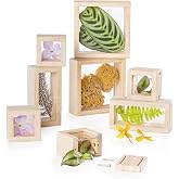 Guidecraft Treasure Blocks - Clear: Smooth Wooden Observation Stacking Blocks with Transparent Windows, Educational Toy for Kids