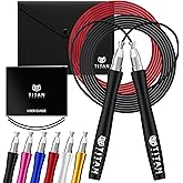Titan Armour® Speed Rope - Professional Self-Locking & Adjustable, Adult Speed Jump Rope | 2 x Steel Ropes, Cable Protector & Travel Case | Jump Rope Crossfit, Boxing, Fitness MMA for Men & Women