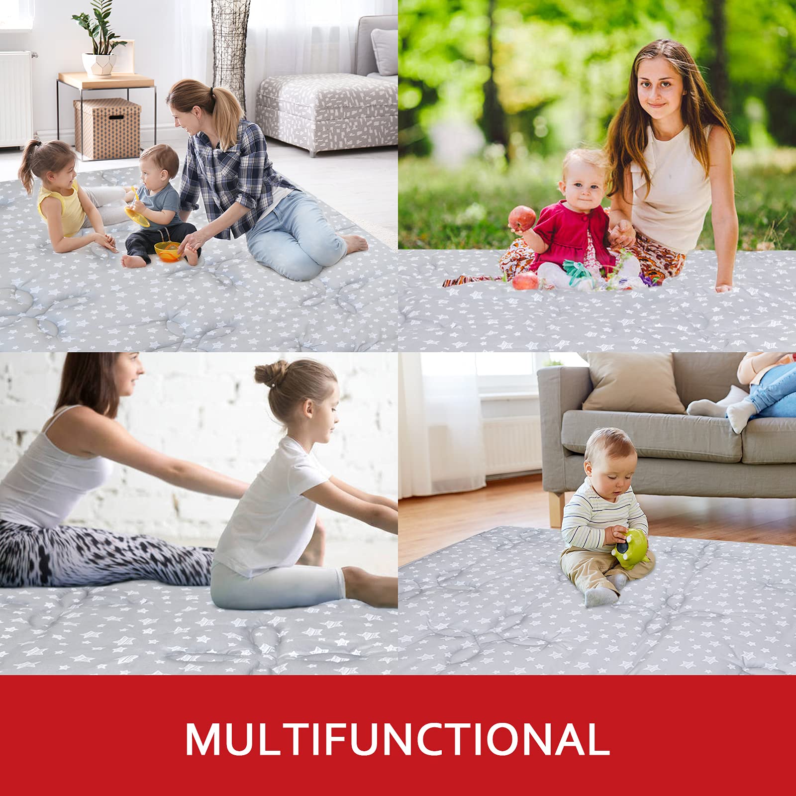 Baby Play Mat 71x59 Inches Thick Baby Crawling Mat, Large, Non Slip Cushioned Baby Playpen Mat for Playing, One-Piece Baby Floor Play Mat for Babies, Toddlers