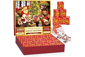 FLYOUTH Jigsaw Puzzle Advent Calendar 2024 for Kids Adults, 24 Days Surprise Christmas Countdown Advent Calendar, Santa's Surprise, 1008 Pieces Stocking Stuffers Christmas Gifts Puzzle 19.7 x 27.6 inches