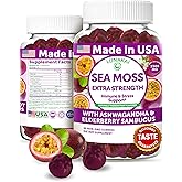 Lunakai USA Made Irish Sea Moss Gummies with Ashwagandha & Elderberry – Delicious Daily Immune & Stress Support Supplement for Men & Women, 60ct