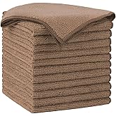 AIDEA Microfiber Cleaning Cloth-12PK, Soft Microfiber Towels for Cars, Absorbent Cleaning Rags, Lint-Free Streak-Free Wash Cloths for House, Kitchen, Window(12in.x12in), Brown