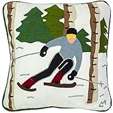 Chandler 4 Corners Artist-Designed Skiing in The Trees Emrboidered on Soft Wool Blend Decorative Throw Pillow (18 in x 18 in)