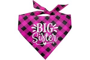 ZPPRJF Big Sister Dog Bandana, Dog Bandana, Buffalo Plaid Pet Scarf, Pet Dog Scarf Accessories, Baby Announcement Dog Bandana, Dog Bandana Gift for Small Medium Large, Dog Bandana Pet Scarf (B19)
