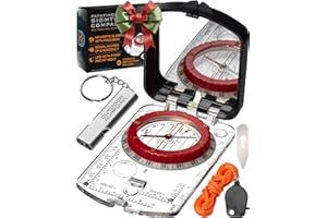 Outdoor Guardian Pathfinder Sighting Compass - Precise Navigation, Hiking and Orienteering Mirror Compass with Luminous Bezel, Adjustable Declination, Clinometer, LED and Survival Whistle, Scout Gifts