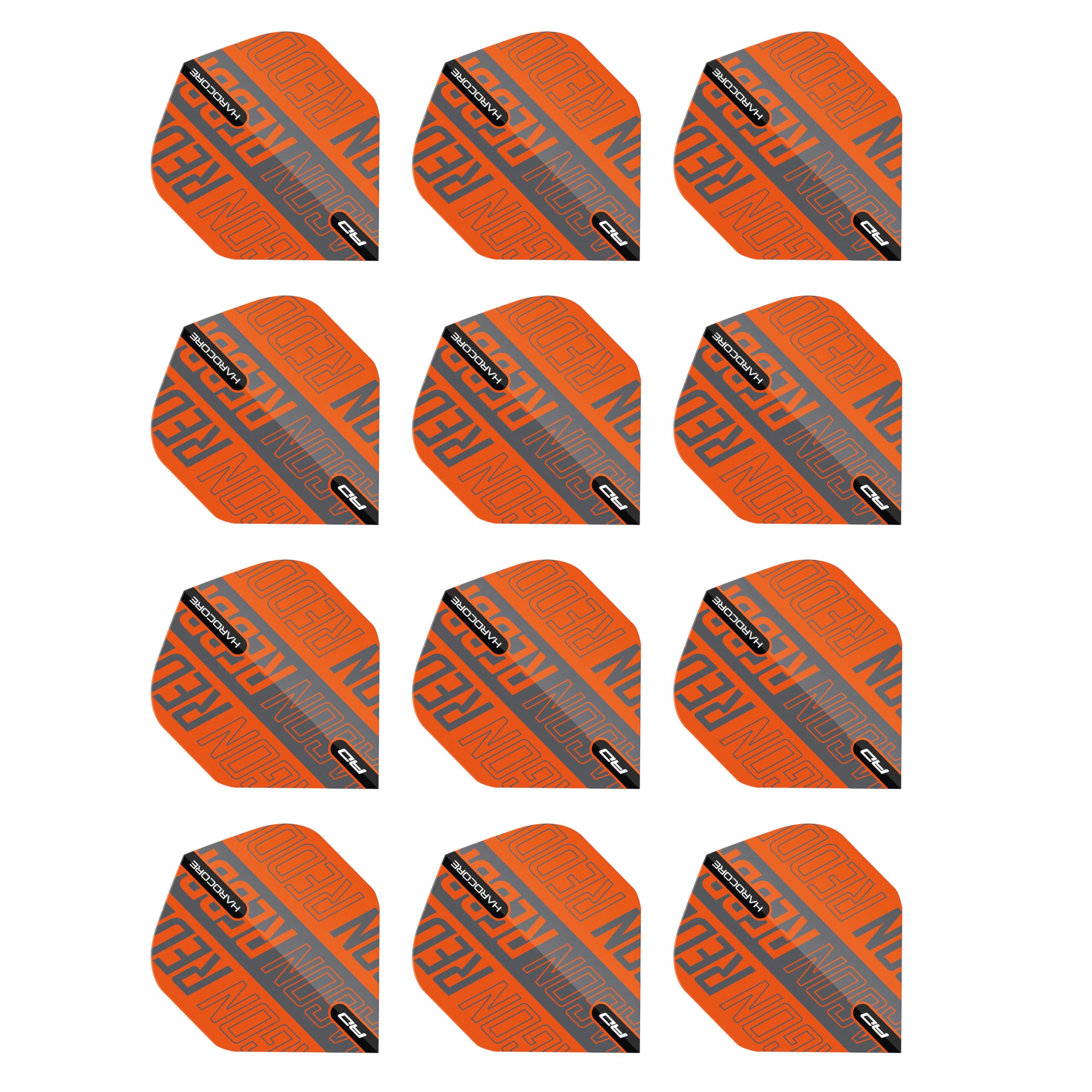 RED DRAGON Hardcore XT Orange and Black Dart Flights - 4 sets Per Pack (12 Dart Flights in total)