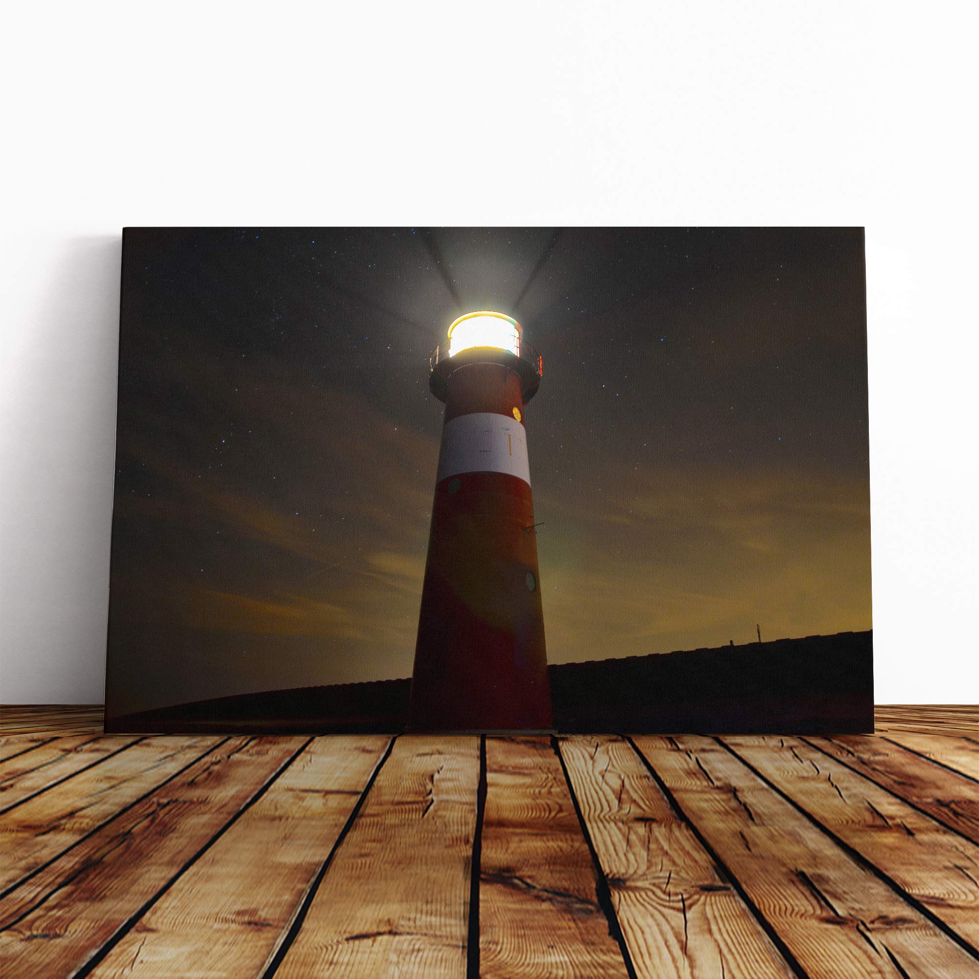 Architecture Lighthouse Beacon Canvas Print | Gallery Wrapped 30mm Frame Wall Art | 20x14 inches | Ready to Hang | Modern Seascape Picture | Living Room Bedroom Lounge Office