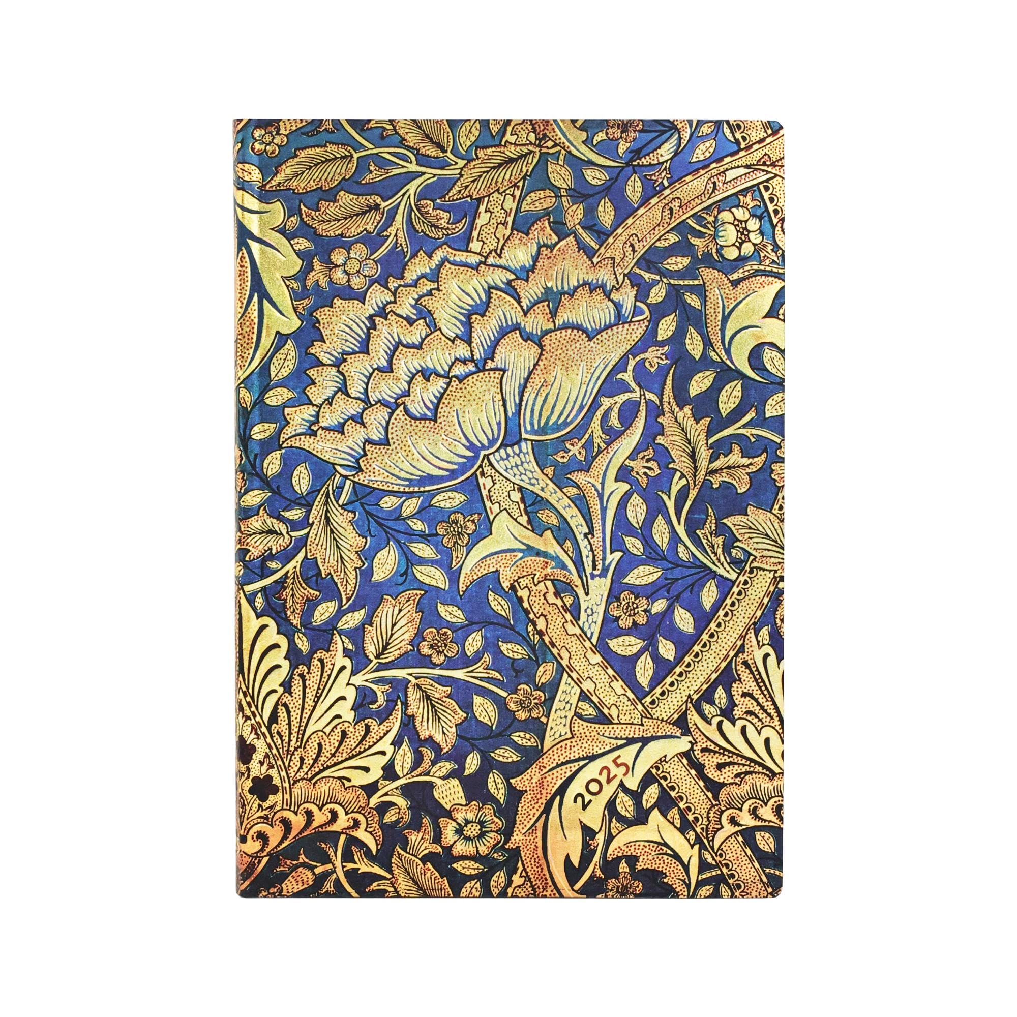 Paperblanks 12-Month Calendar Softcover Flexi 2025, Morris Wind Gust, Midi, Horizontal, Elastic Band Closure
