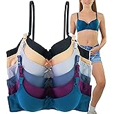 ToBeInStyle Women's Pack of 6 Wire-Free Full Coverage Bras with Pleated Detail