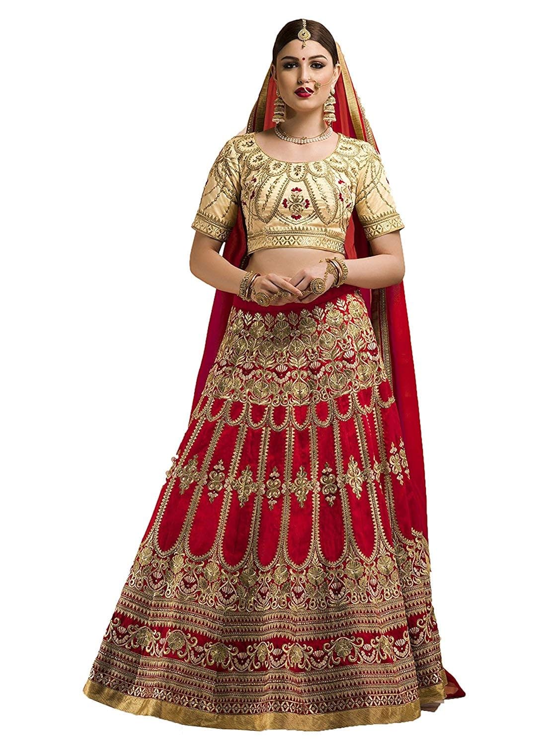bairagi fashion women's bangalori cotton silk lehenga choli (bl12_rd,red,free size)
